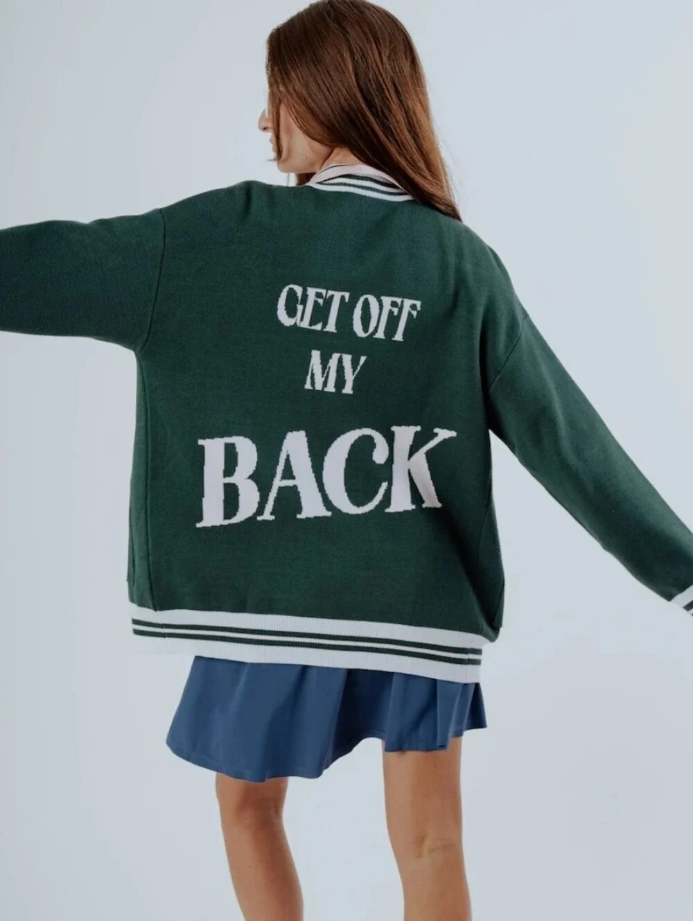 Fore Alll Womens XL Green Collegiate Golf Babe Cardigan Patches Preppy Academia